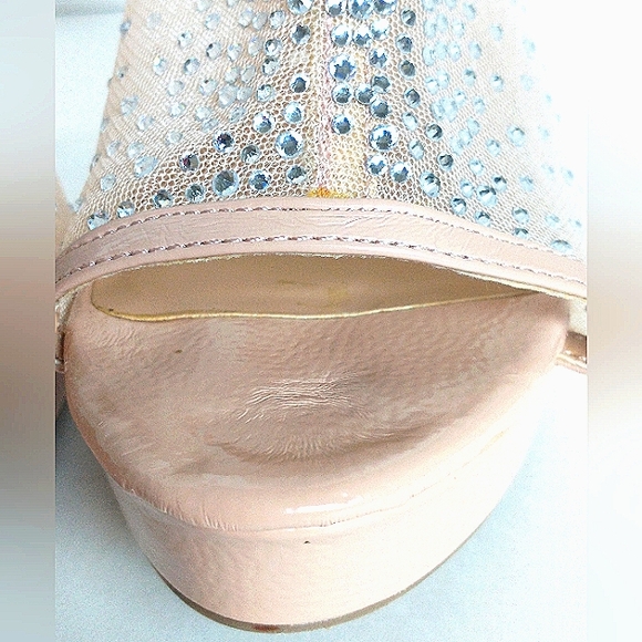 New w/Box Thalia Sodi Desire Nude Mesh Bling Peep-Toe Platform Stilettos Size 10 - Picture 9 of 15